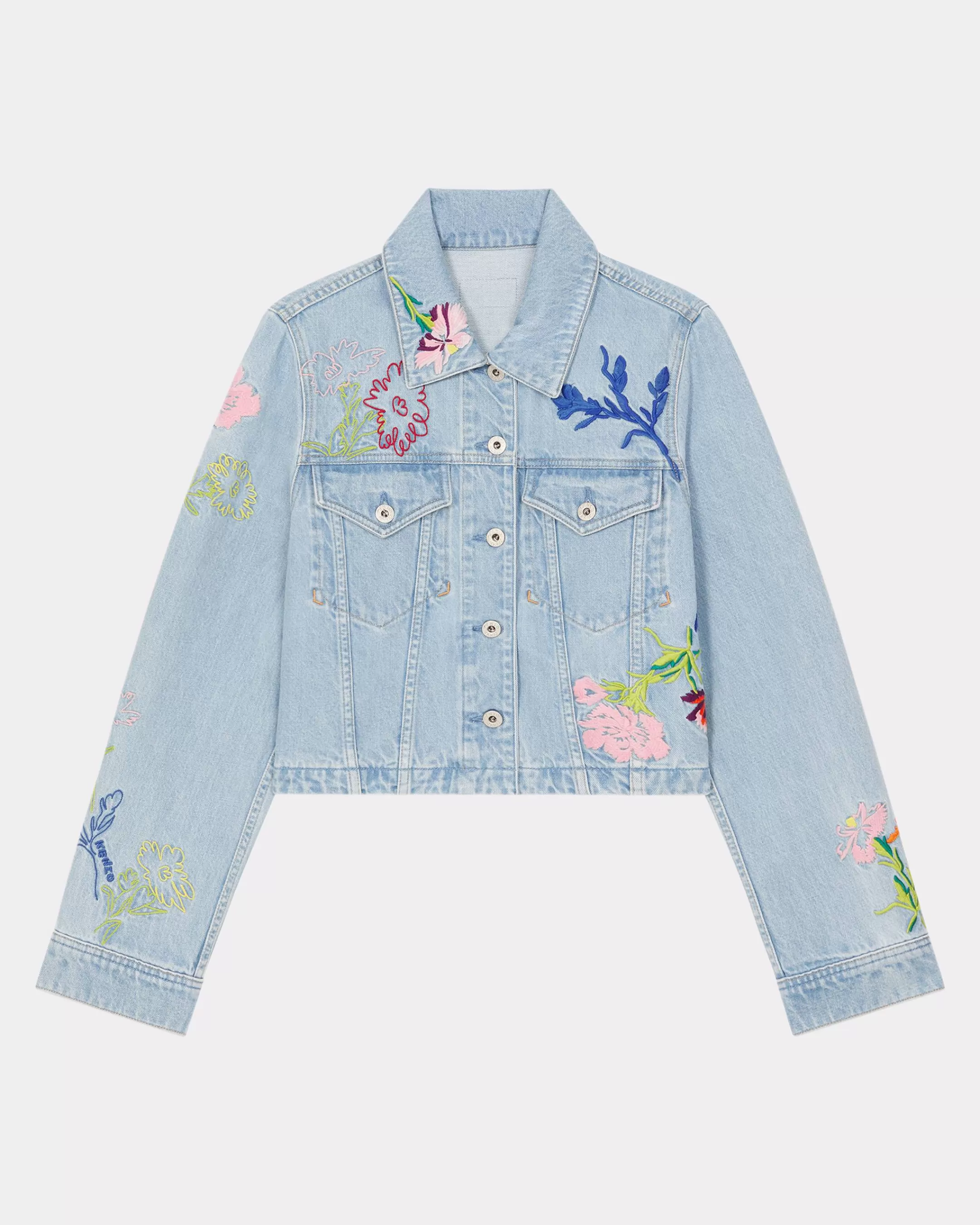 Clearance Cazadora trucker bordada ' Drawn Flowers' Mujer Denim | Chaquetas y Abrigos