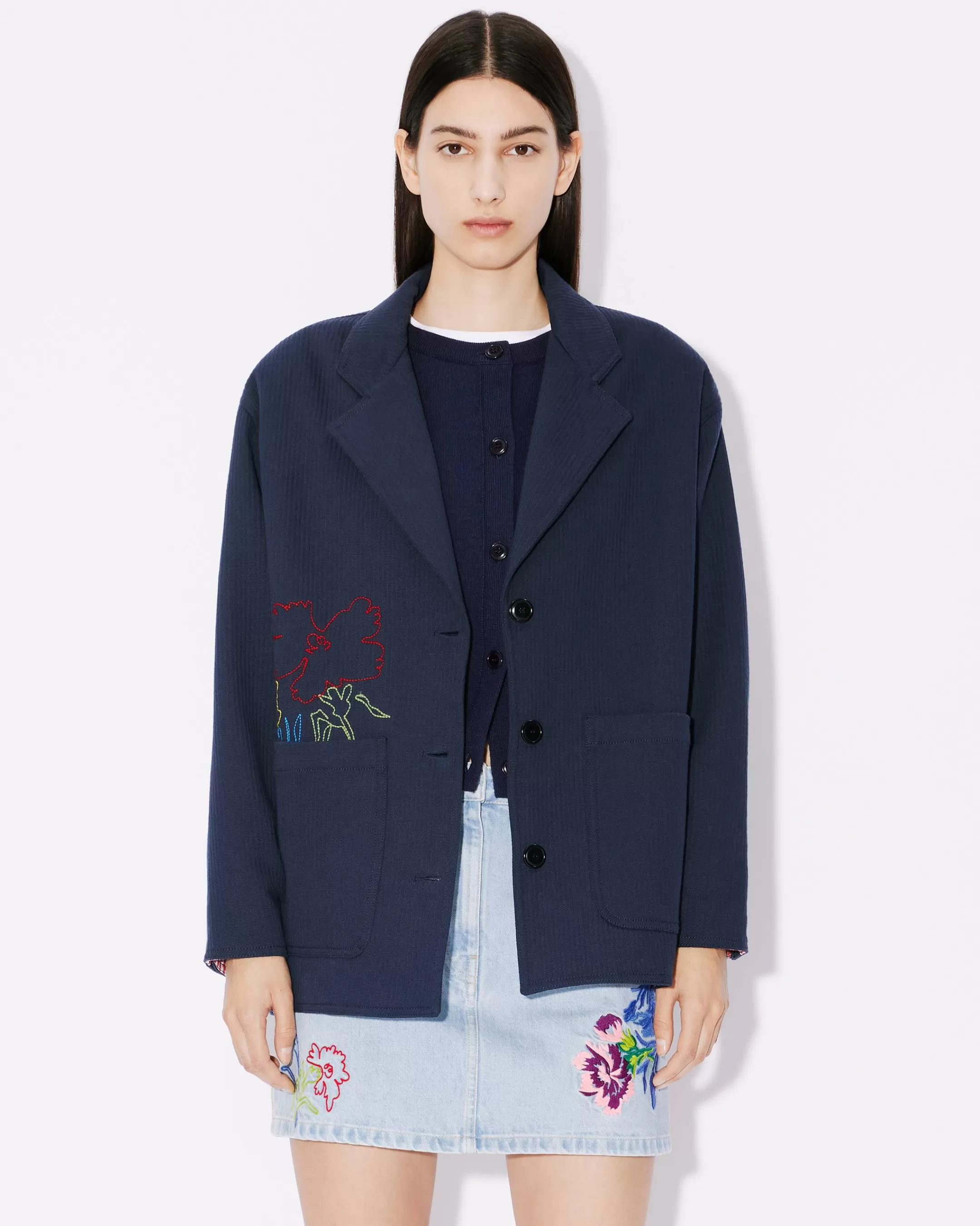 Online Chaqueta de estilo worker bordada ' Drawn Flowers' Mujer Tailoring | Chaquetas y Abrigos
