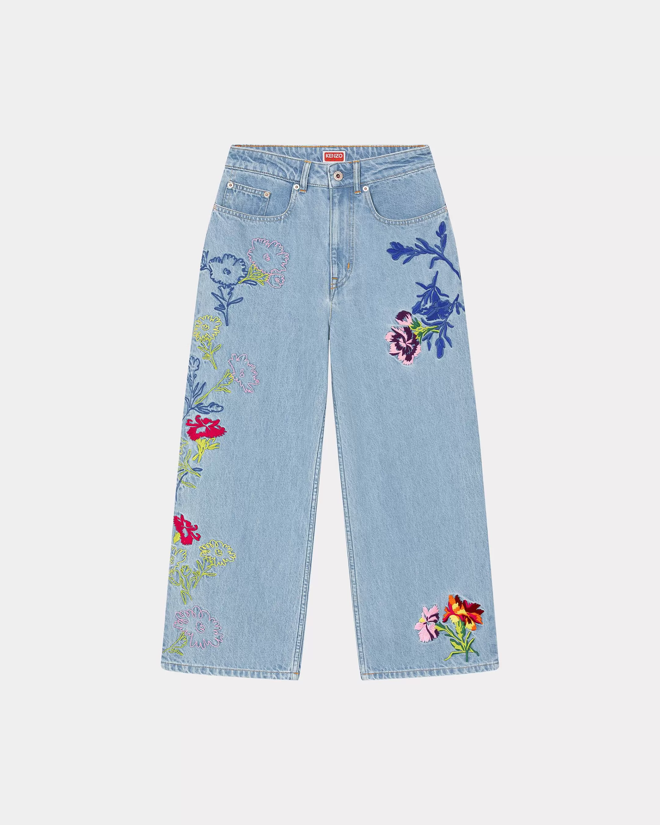 Discount Pantalón vaquero cropped Sumire bordado ' Drawn Flowers' Mujer Denim | Pantalones y Shorts