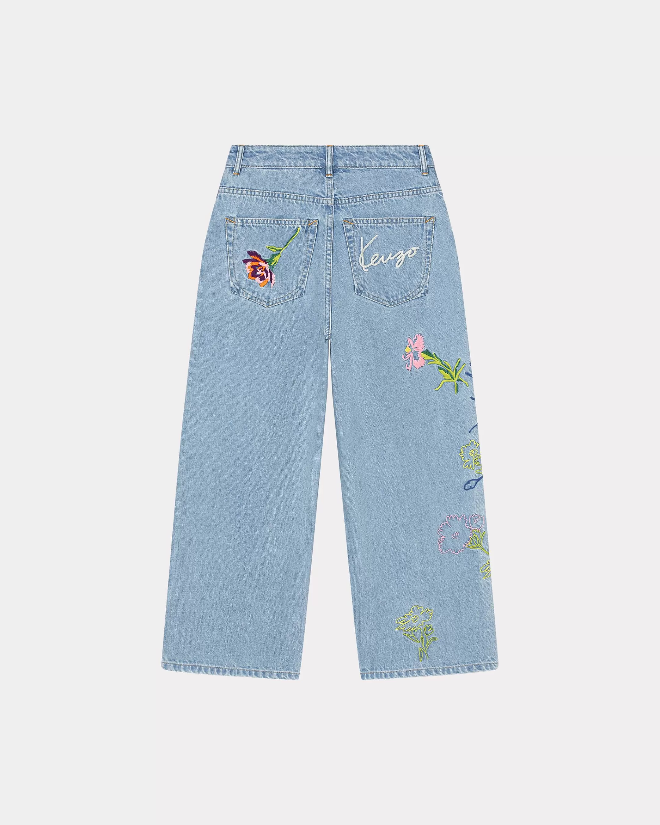 Discount Pantalón vaquero cropped Sumire bordado ' Drawn Flowers' Mujer Denim | Pantalones y Shorts