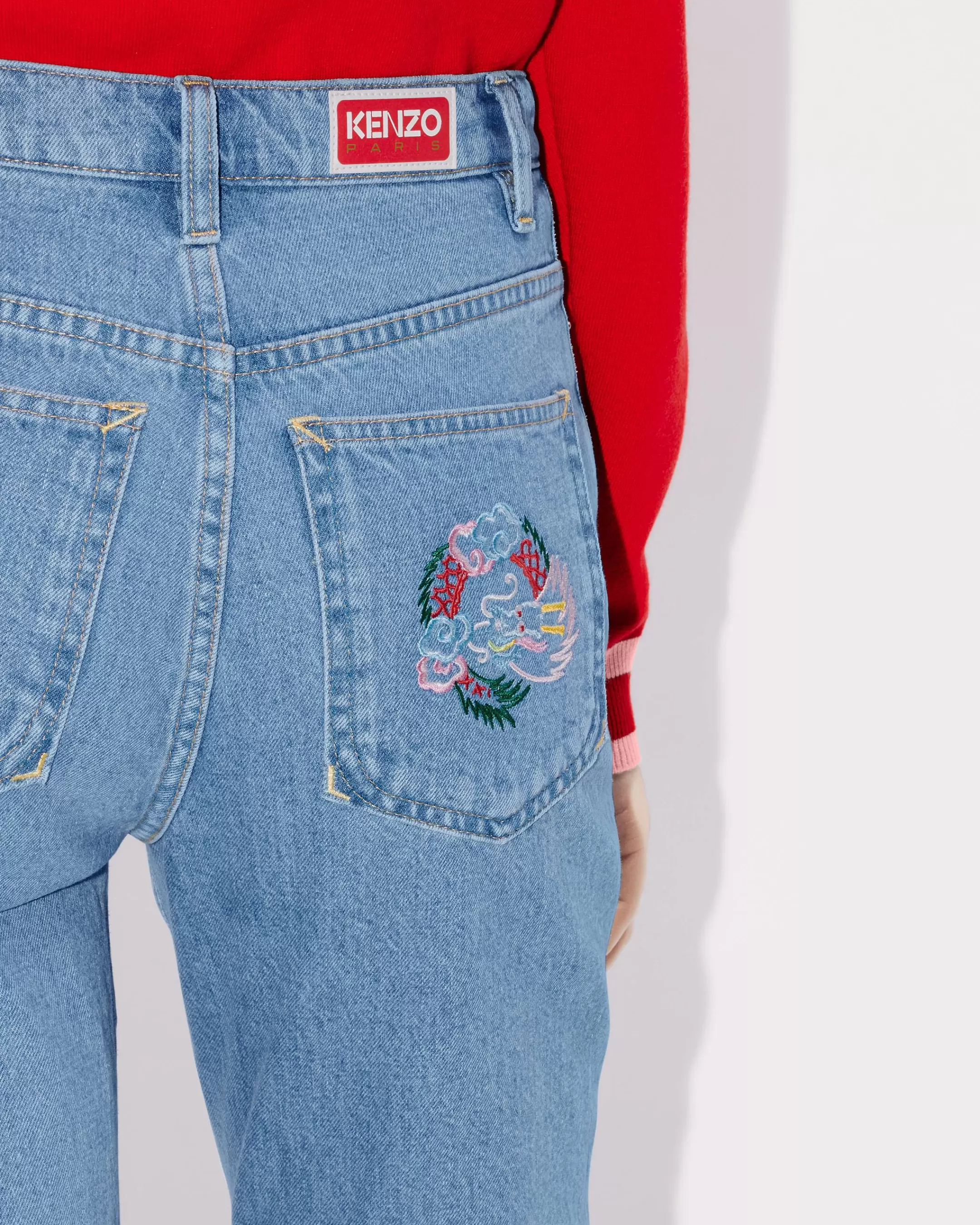 Online Vaqueros rectos cropped ASAGAO con bordado 'Year of the Dragon' Mujer Denim | Pantalones y Shorts