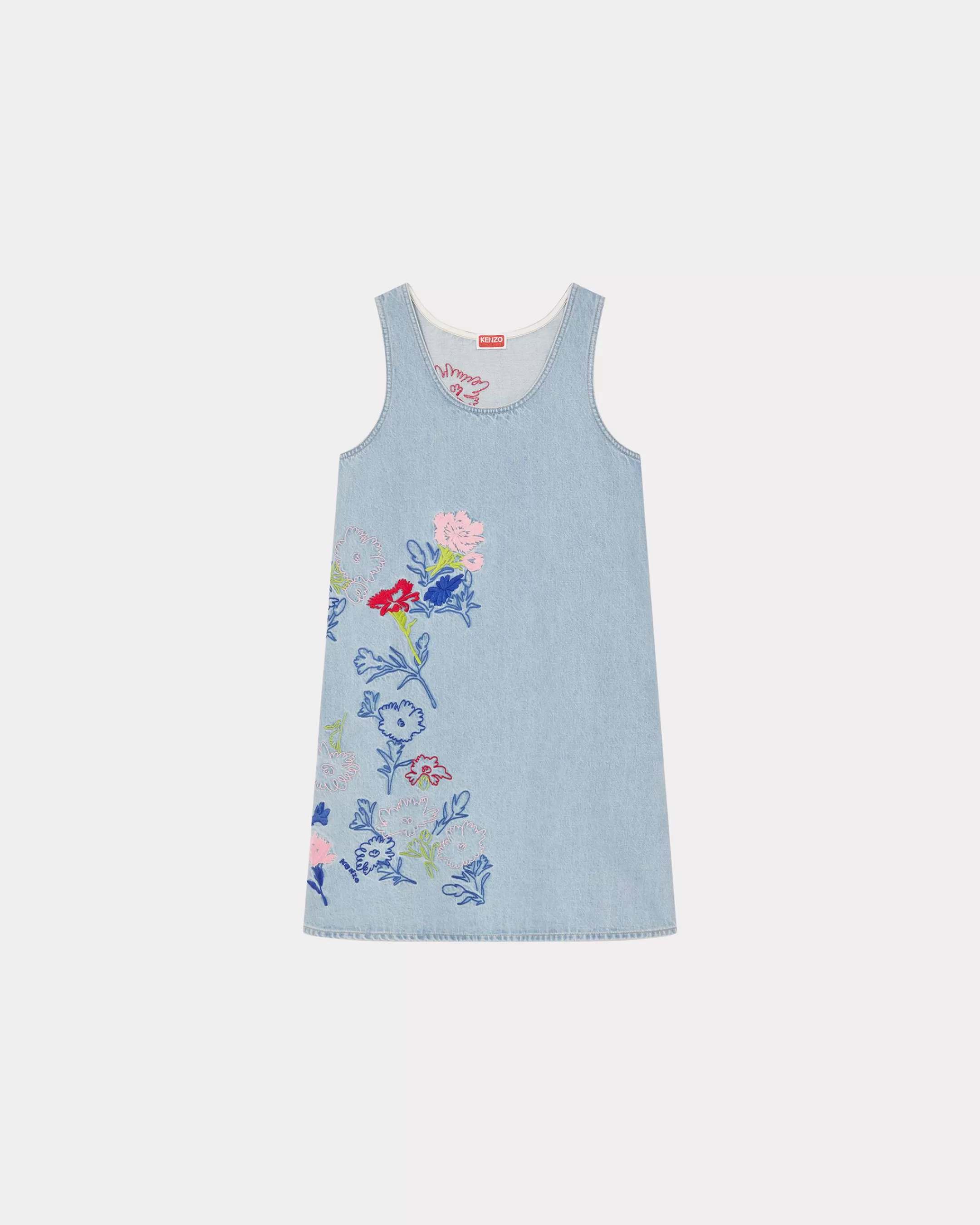 Sale Vestido sin mangas bordado ' Drawn Flowers' Mujer Denim | Vestidos y Faldas